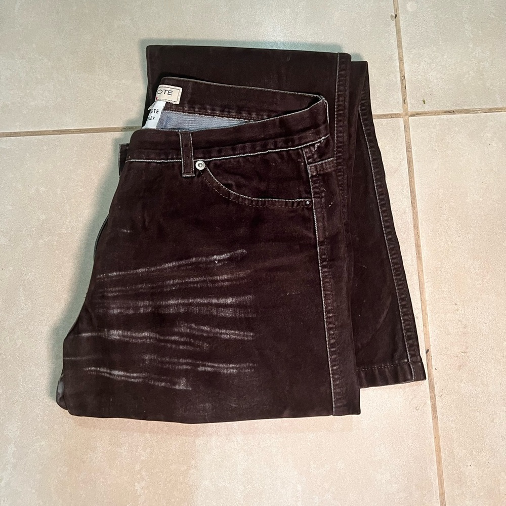 Women's Dye Dark Brown Velvet Jeans Style Pants.